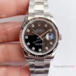 Swiss Replica Rolex Datejust EW Factory 3235 316L Watch Stainless Steel Black Diamond Dial